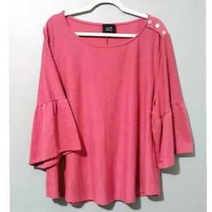 Anthropologie W5 Textured Bell Sleeve Top